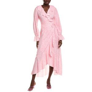 Ipponelli Womens  Ruffle Wrap Dress, Pink